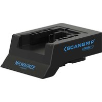 "Black Scangrip CONNECT Milwaukee smart battery connector with blue branding and rectangular slot"