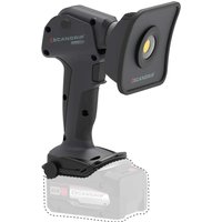 Black Scangrip CONNECT MULTILIGHT 18v cordless LED flood light with adjustable head and ergonomic handle.
