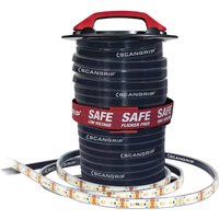 "Scangrip Low Voltage LED Rope Light with black coiled design, red handle, and flexible white light strip"