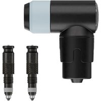Black and silver Schwalbe SV-SCV Clik Presta Valve Conversion Kit with two adapters and a compact valve tool.