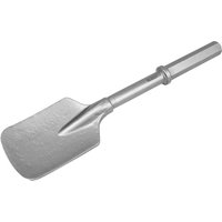 Sealey 1 1/4" hex shank clay spade with a flat, wide blade and a sturdy silver metal finish.