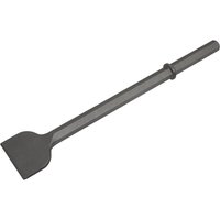 Sealey 1 1/8" hex shank extra wide chisel, dark gray steel with flat, broad blade and long cylindrical handle.