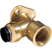 "Brass Sealey 1/2 inch BSP wingback elbow with two mounting holes and threaded end for Sharkbite systems"