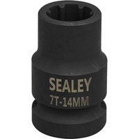Sealey 1/2" Drive 7 Point Square Ribe Brake Caliper Socket, black finish with engraved Sealey logo and size marking.