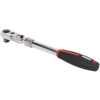 Sealey 1/2" drive flexi head extendable ratchet with chrome finish and black handle with red accents.