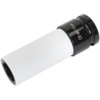 Sealey 1/2" drive impact socket, white cylindrical body with black ends, designed for Mercedes alloy wheels.