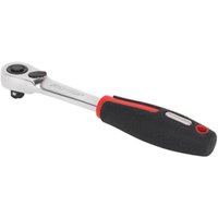 Sealey 1/4" drive ratchet wrench with 72-tooth mechanism, silver metal body, and black handle with red accents.