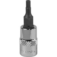 Silver Sealey 1/4" drive hexagon socket bit with textured grip and black hex tip.