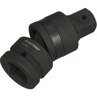 Black Sealey 1" Drive Impact Universal Joint with swivel head and robust design for heavy-duty use.