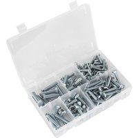 Sealey 144 piece high tensile set screw assortment in a clear plastic organizer with multiple compartments.