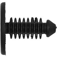 Black Sealey 18mm x 18mm fir tree clip for Peugeot, ribbed stem with flat head and pointed tip.