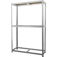Sealey 2 Level Tyre Rack with silver metal frame, two shelves, and a top wooden shelf for storage.