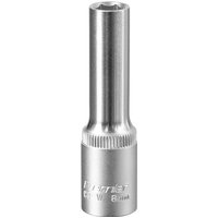 Sealey 3/8" Drive Deep Hexagon WallDrive Socket, silver metallic finish with engraved size markings.