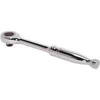 Sealey 3/8" Drive Gearless Pear Head Ratchet, polished silver finish with a sleek handle and compact round head.