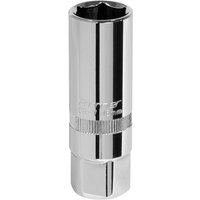 Chrome Sealey 3/8" drive hexagon spark plug socket with knurled grip and polished finish.