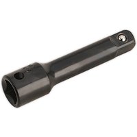 Sealey 3/8" Drive Impact Socket Extension Bar, black steel, cylindrical with square drive end and ball detent.