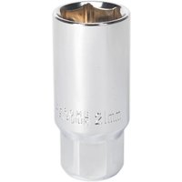 Silver Sealey 3/8" drive magnetic spark plug socket with engraved size markings and hexagonal base.