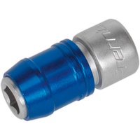 Blue and silver Sealey 3/8" drive quick release 10mm bit holder with a hexagonal socket end.