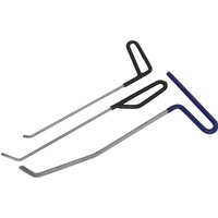 Sealey 3 Piece Paintless Dent Repair Tool Kit with three metal rods, black and blue rubber handles, and angled tips.