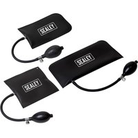 Black Sealey 3 Piece Panel Bag Set with inflatable air bladders and hand pumps, featuring white Sealey logo.