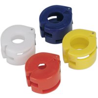 Sealey 4 Piece Air Conditioning Spring Lock Coupling Tool Set with red, blue, yellow, and white circular tools.