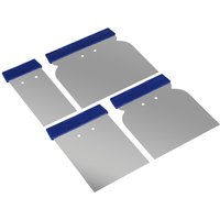 Sealey 4 Piece Body Filler Applicator Set with blue handles and silver blades in varying sizes.