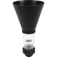 Black and clear Sealey engine oil funnel with wide mouth and threaded base for Renault and Nissan vehicles.