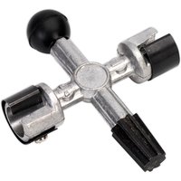 Sealey 4 Way Battery Post and Terminal Cleaner with silver cross design, black caps, and wire brush ends.