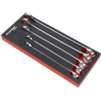 Sealey 5 Piece Jumbo Combination Spanner Set in red and black tray, featuring large silver wrenches with open and box ends.