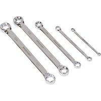 "Sealey 5 Piece Torx Double End Spanner Set with polished chrome finish and various sizes, each with dual Torx ends"