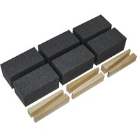 Sealey 50mm x 100mm floor grinding block set with six black abrasive blocks and six beige wedges.