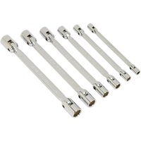 Sealey 6 Piece Flexible Head Socket Spanner Set, silver, varying lengths, with pivoting heads and metric sizes.