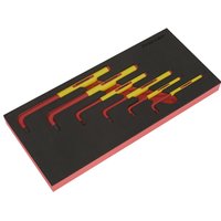 Sealey 6 Piece VDE Insulated Hex Key Set in black module tray, red and yellow handles.