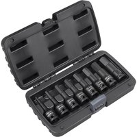 Black Sealey 8-piece impact hexagon socket bit set in a sturdy black plastic case with molded slots for each bit.