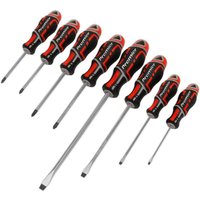 Sealey 8 Piece Gripmax Mixed Screwdriver Set with black and red ergonomic handles and chrome-plated shafts.