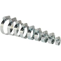 Sealey 85 piece high grip hose clip assortment with silver metal bands and screw fasteners in various sizes