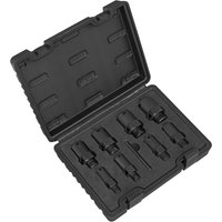 Black Sealey 9 Piece Thread Chaser Set in a molded case with organized slots for each tool.