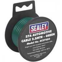 Sealey green automotive cable spool, 27A, 2.5M, thick wall, with black label and Sealey logo.