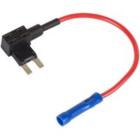 Sealey mini fuse holder link with red wire and blue connector, black fuse slot for circuit integration.