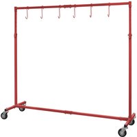 Red Sealey adjustable paint hanger with six hooks and four caster wheels.