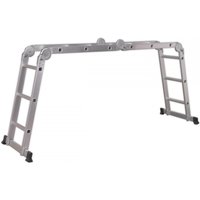 Sealey AFPL1 aluminium folding platform ladder with four-way hinge, silver finish, and black non-slip feet.