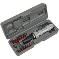Sealey AK208 15 Piece Impact Driver Set in gray case with silver driver and red-handled bits.