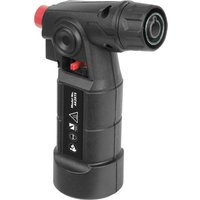 Black Sealey micro butane blow torch with red ignition button and ergonomic grip design.