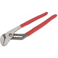 Red-handled Sealey water pump pliers with adjustable jaws and silver metal finish, 250mm in length.