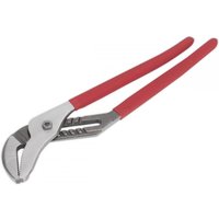 Sealey AK370 water pump pliers 400mm with red rubber grips and adjustable silver jaws.