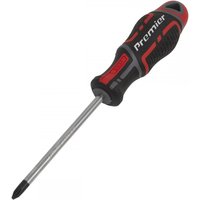 Phillips #2 screwdriver with 100mm steel shaft, black and red Gripmax® handle, and "Premier" branding.