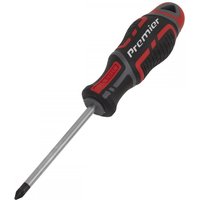 Sealey AK4365 Pozi screwdriver with red and black Gripmax handle, 75mm steel shaft, and #1 tip.