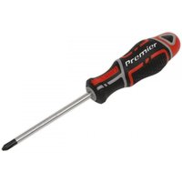 Sealey AK4366 screwdriver with red and black Gripmax® handle, Pozi #2 tip, 100mm chrome shaft.