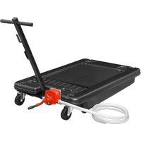 Black Sealey low-level oil drainer with red pump, T-handle, and wheels, featuring a clear hose.