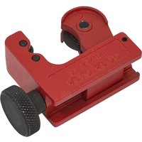 Red Sealey AK5050 mini tube cutter with black adjustment knob and cutting wheel.